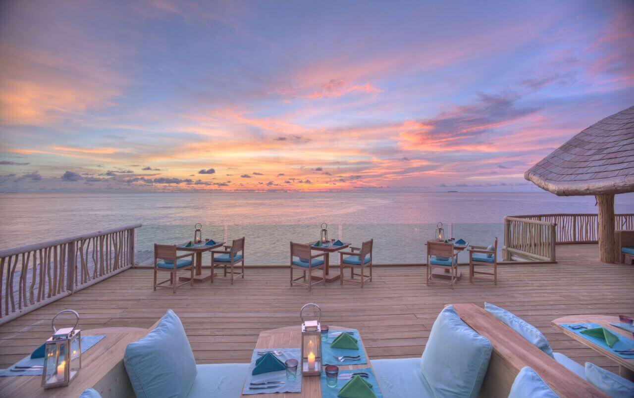 Soneva Fushi Dinner Platform Sunset