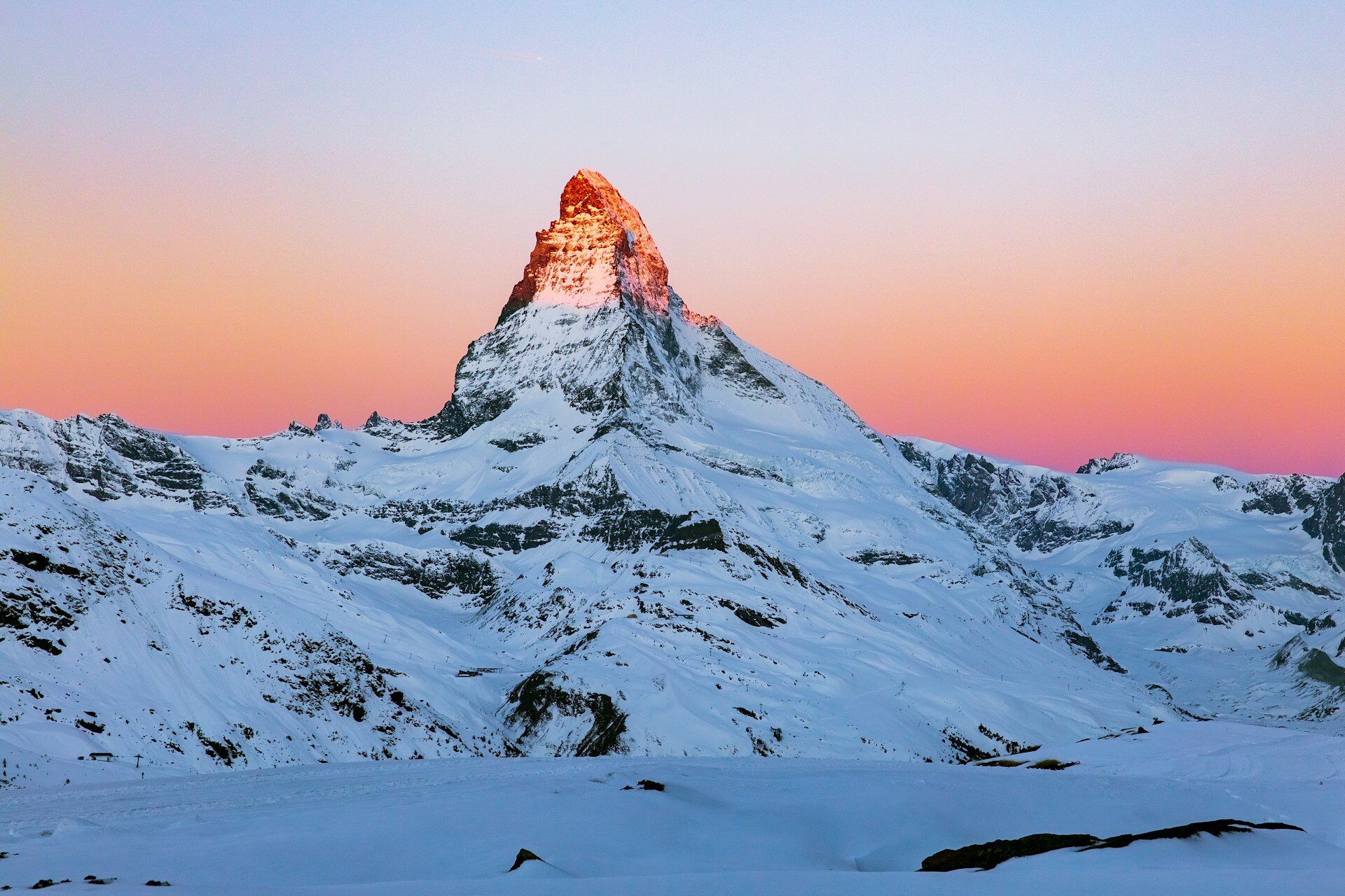 Schweiz Berg bei Sonnenuntergang