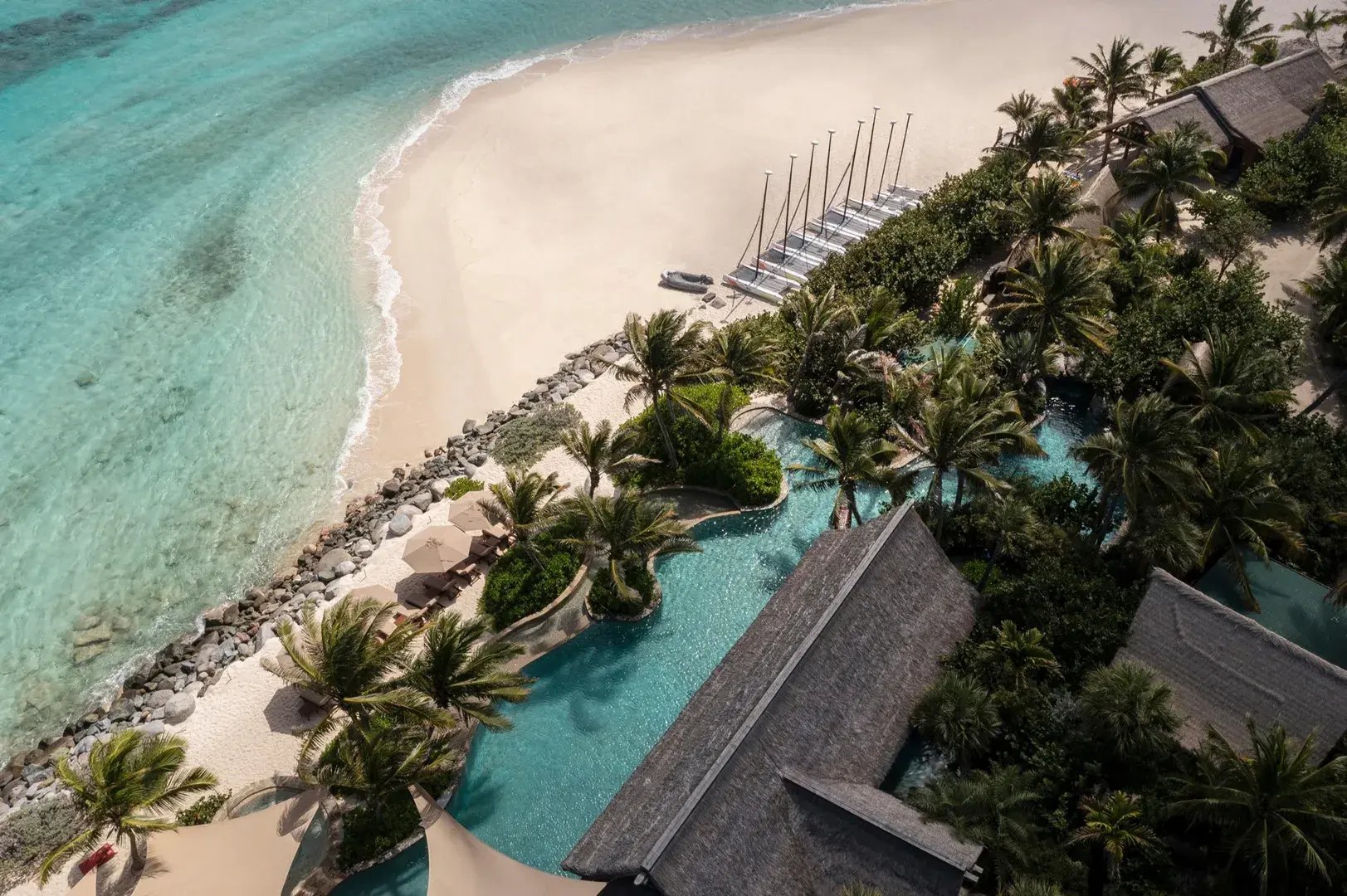 Necker Islands Luftaufnahme von Villa mit Pool