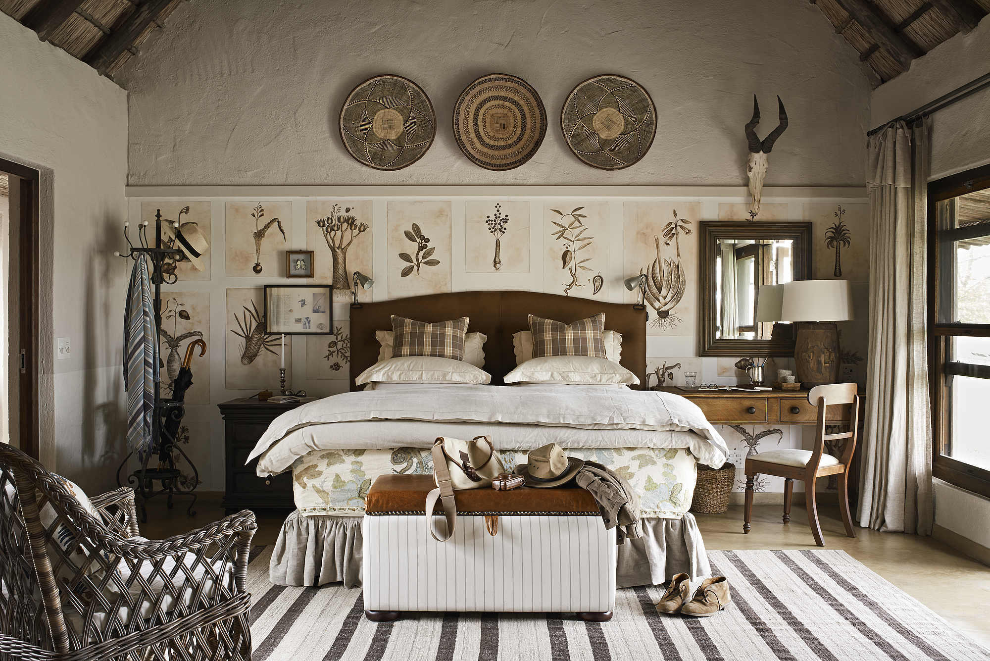 Singita Castleton Doppelbett und Dekoration des Chaltes