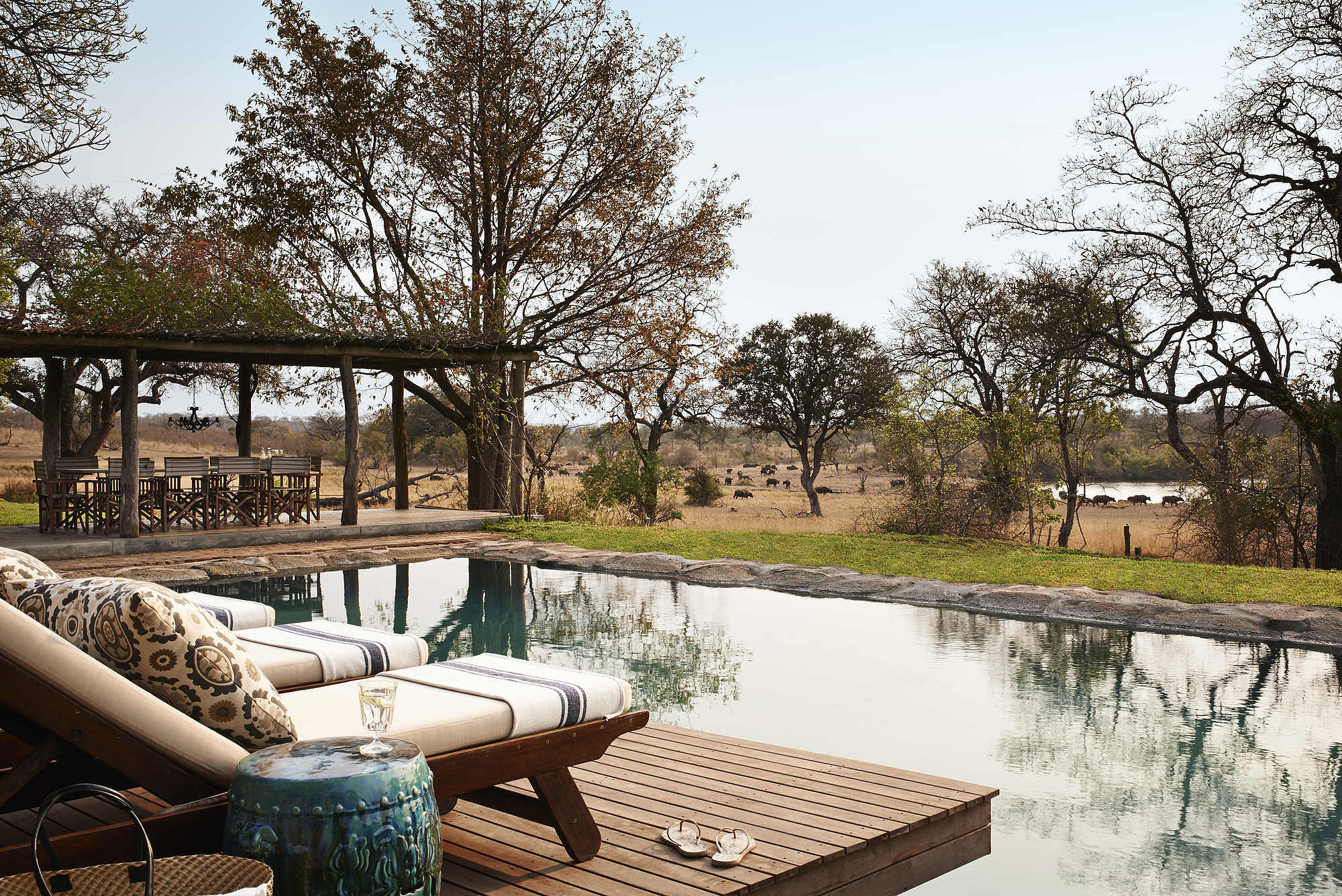 Singita Castleton Pool und Wasserloch