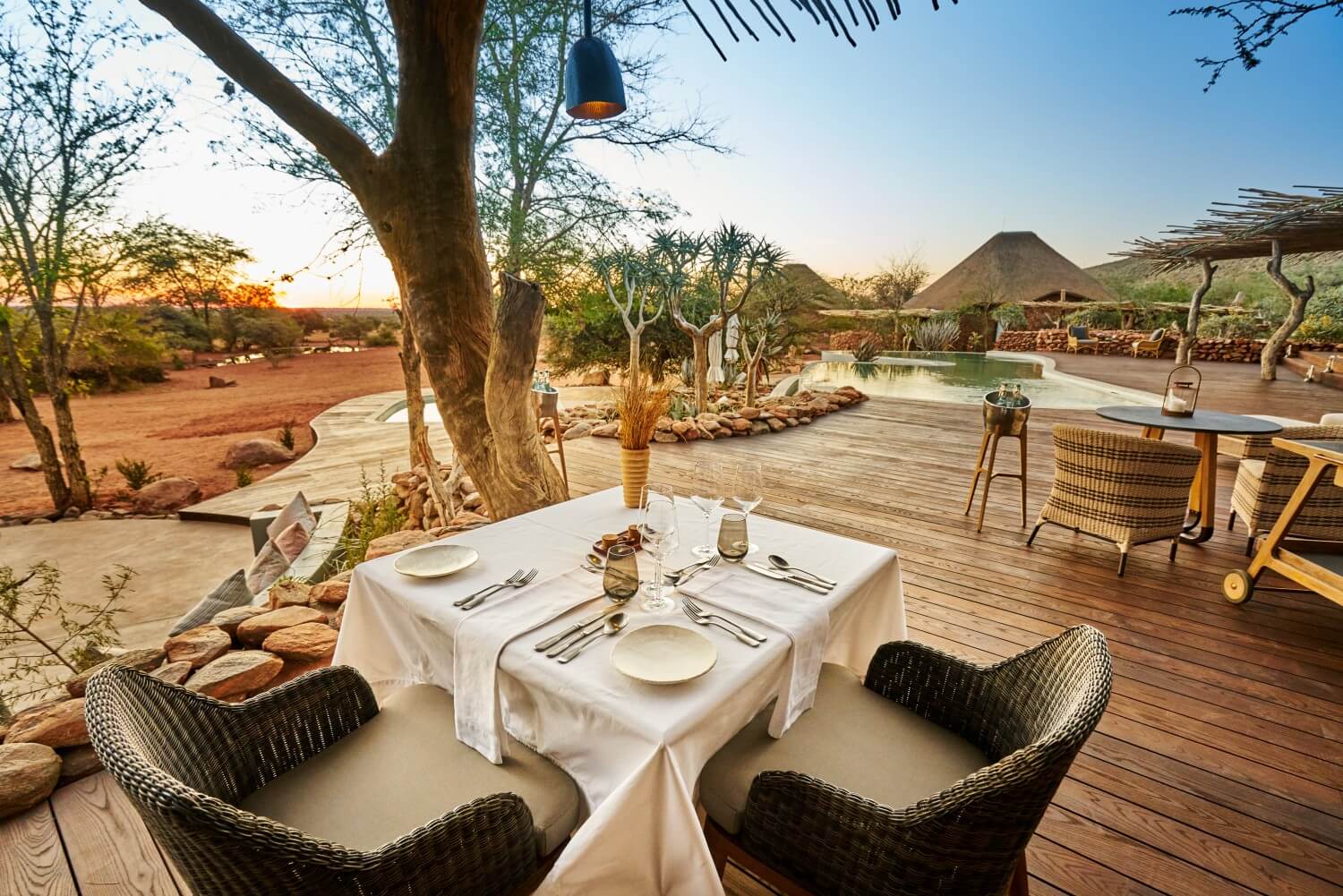 Tswalu Motse Safari Lodge Kalahari Familienluxusreisen TheFamilyProject Veranda