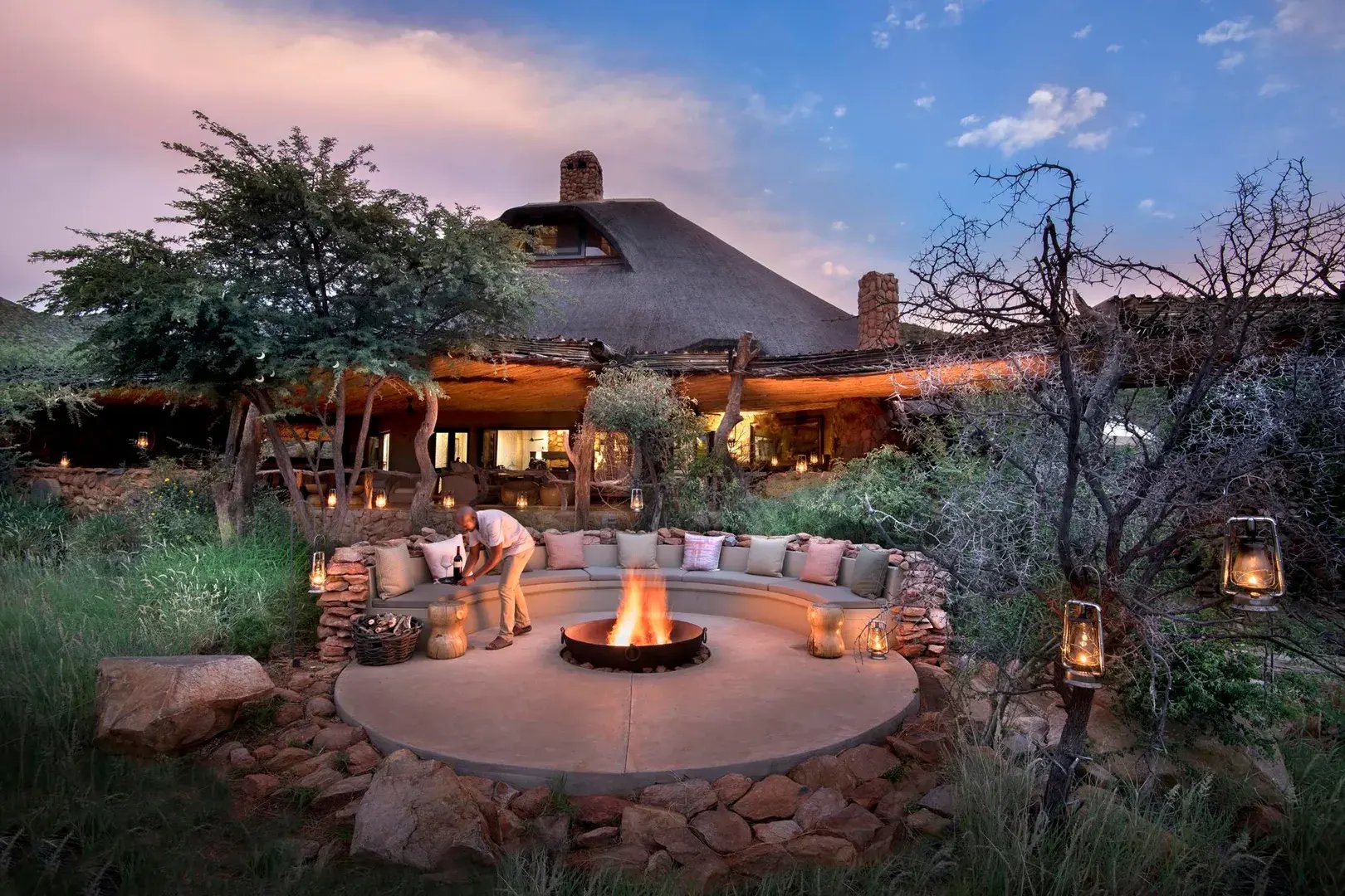 Tswalu Kalahari Lodge mit Feuerstelle