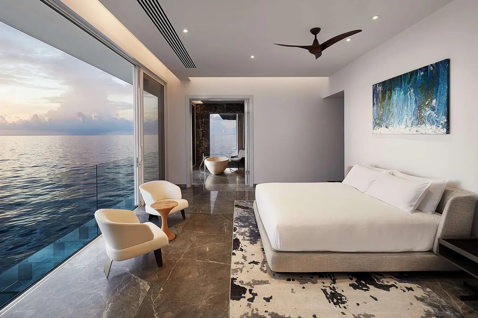 conrad maldives rangali island muraka schlafzimmer meerblick familienluxus familiengeeignet exklusiv luxurios